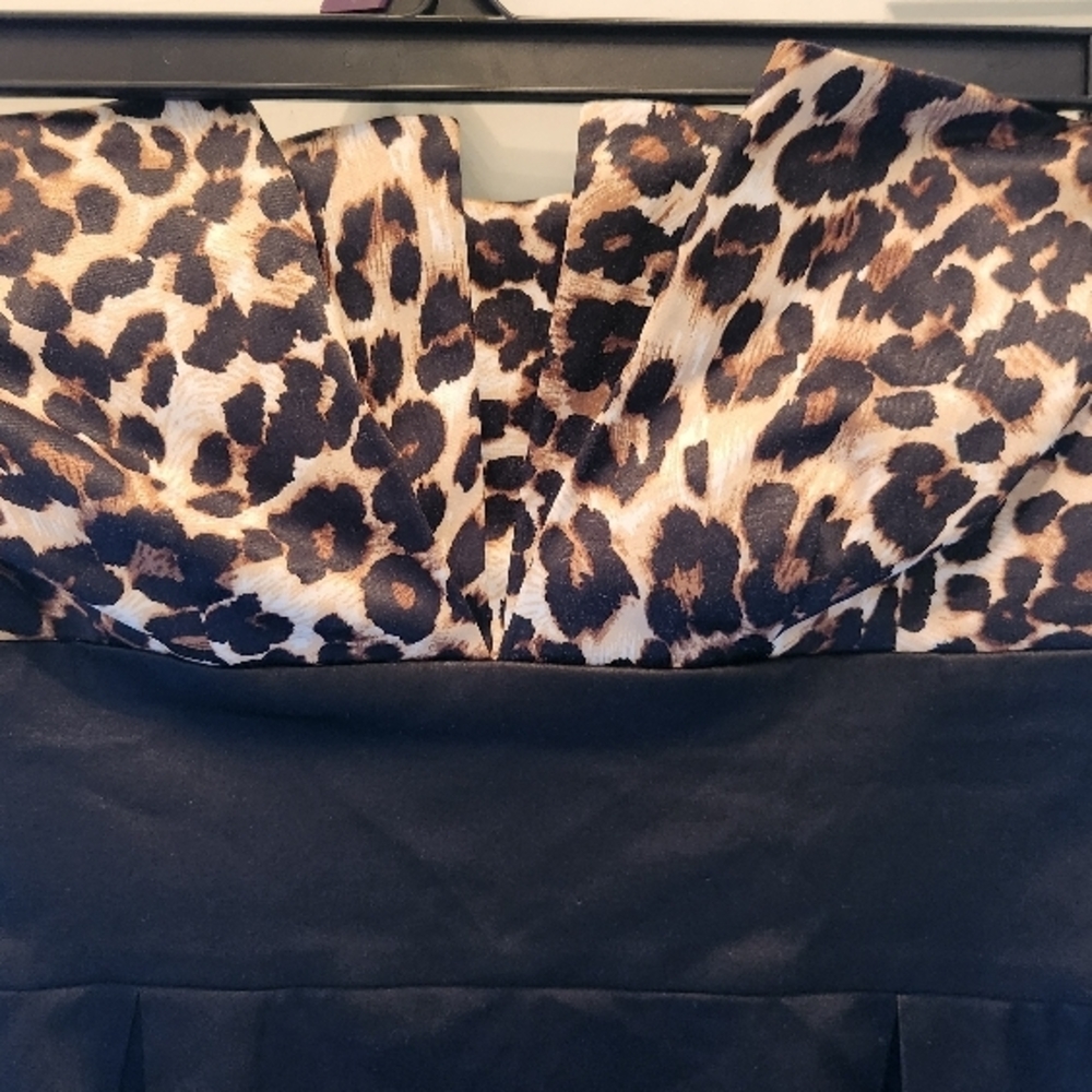 Chic Leopard Print and Black Dress